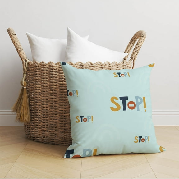 Stop Colorized Light Blue Throw Pillow