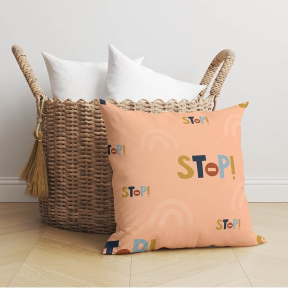 Stop Colorized Peach Throw Pillow