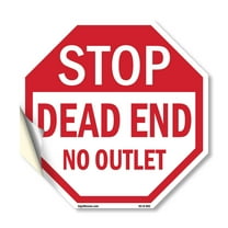 Stop Dead End No Outlet 10 inch X 10 inch Octagon Vinyl Label Decal Sticker Weather Resistant, UV Protected for Workplace, Private Property, and Construction Site, Made in the USA