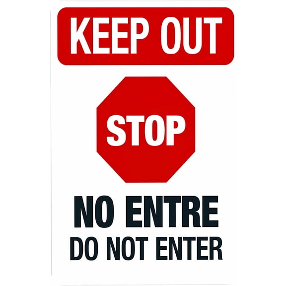 Stop Do Not Enter Bilingual Sign 8"x12" - Security Metal for Business Office Road Street Home Yard Garden Wall Safety Decor