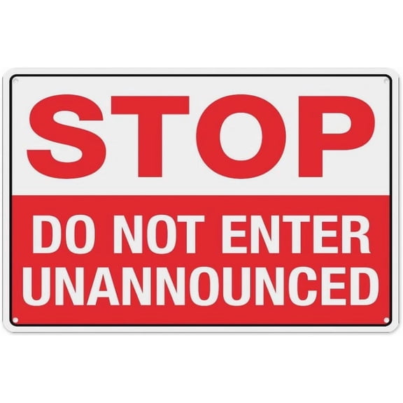 Stop Do Not Enter Unannounced Sign 8"x12", Aluminum Tin Warning Signs for Home Outdoor Garden, High-Visibility Security Sign