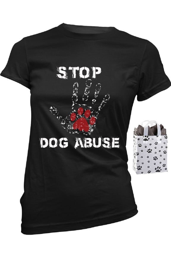 Stop Dog Abuse Women's Fitted T-Shirt & Git Bag Bundle Set Gift Dog Lovers Dog Mom Rescue
