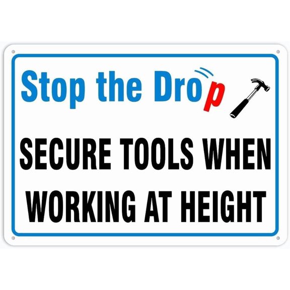 Stop the Drop Secure Tools Sign – 8x12 Inch RustFree Aluminum,Reflective & Weatherproof,Safety Warning Sign for Construction Sites & Workplace at Height
