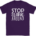 thumbnail image 1 of Stop Elfing Around T-Shirt Funny Christmas Holiday Xmas Humor Gift Text Tee - Purple, S, 1 of 1