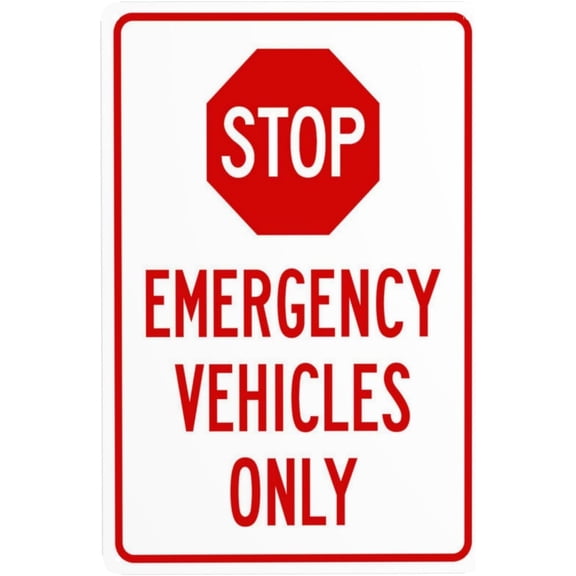 Stop Emergency Vehicles Only Warning Sign, Security Safety Metal Signs, Vintage Caution Poster Wall Decor for Business Office Home Street Road Use 8 x 12 Inch