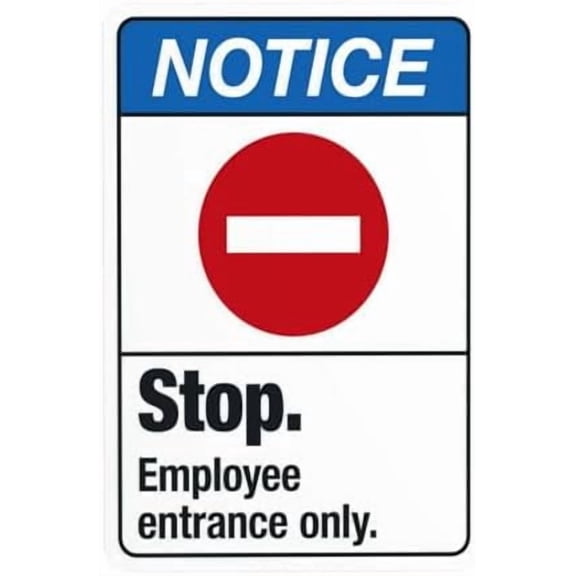 Stop Employee Entrance Only Warning Sign, Do Not Enter Security Metal Signs for Busines Home Outdoor Indoor Road Yard Garage Street Wall Caution Decor 8 x 12 Inch