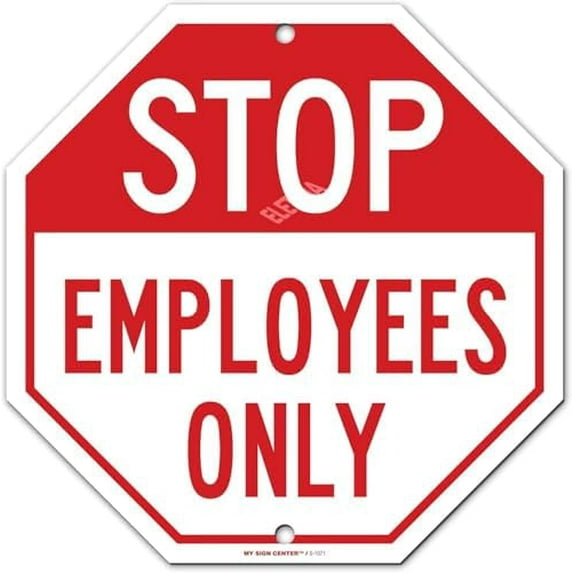 Stop Employees Only Metal Tin Sign for Home Outdoor Yard 12 x 12 Inch Octagon Shaped Aluminum Signs,Weather/Fade Resistant