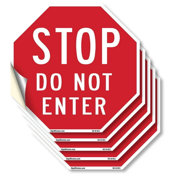 Stop Do Not Enter (5 Pack) 6 inch X 6 inch Octagon Vinyl Label Decal Sticker Weather Resistant, UV Protected for Workplace, Private Property, and Construction Site, Made in the USA
