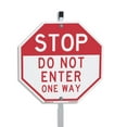 thumbnail image 1 of Stop Do Not Enter One Way 10 inch X 10 inch Octagon Plastic Sign with Aluminum Mounting Stake Weather Resistant UV Protected for Workplace Private Property and Construction Site Made in, 1 of 8