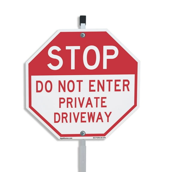 Stop Do Not Enter Private Driveway 10 inch X 10 inch Octagon Aluminum Metal Signs with Aluminum Mounting Stake Weather Resistant UV Protected for Workplace Private Property and