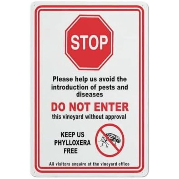 Stop Do Not Enter Vineyard BioWithout Approval Sign 8X12 Inch Rust Free Aluminum Easy To Read & Sturdy Keep Out Outdoor Metal Signs For Home Farm Yard