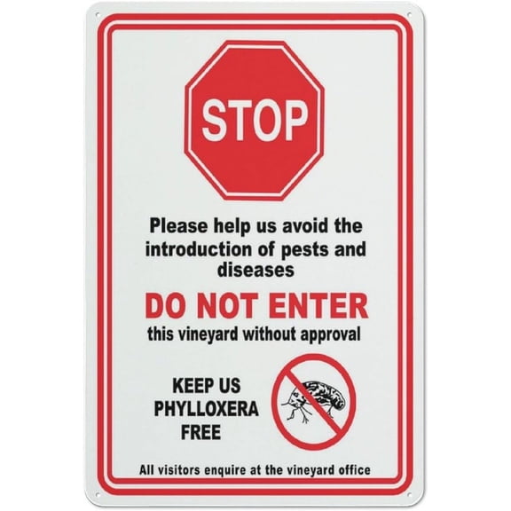Stop Do Not Enter Vineyard Biosecurity Without Approval Sign 8X12 Inch Rust Free Aluminum Easy To Read & Sturdy Keep Out Outdoor Metal Signs For Home Farm Yard