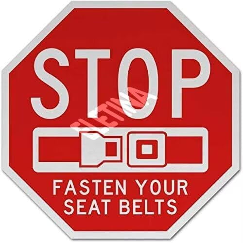 Stop Fasten Your Seat Belts Metal Tin Sign for Home Outdoor Yard 12 x 12 Inch Octagon Shaped Aluminum Signs,Weather/Fade Resistant