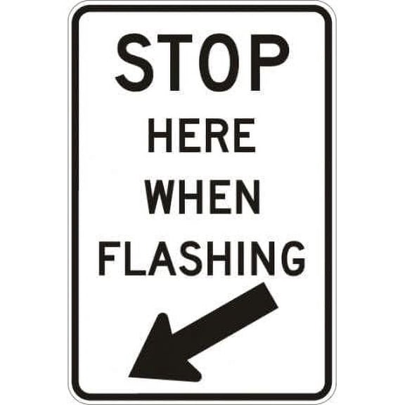 Stop Here When Flashing Sign Traffic Warning Signs Metal Sign Tin Sign 8x12 Inch - Caution Safety Warning Security Signs Indoor & Outdoor Signs for Home, Office, Work
