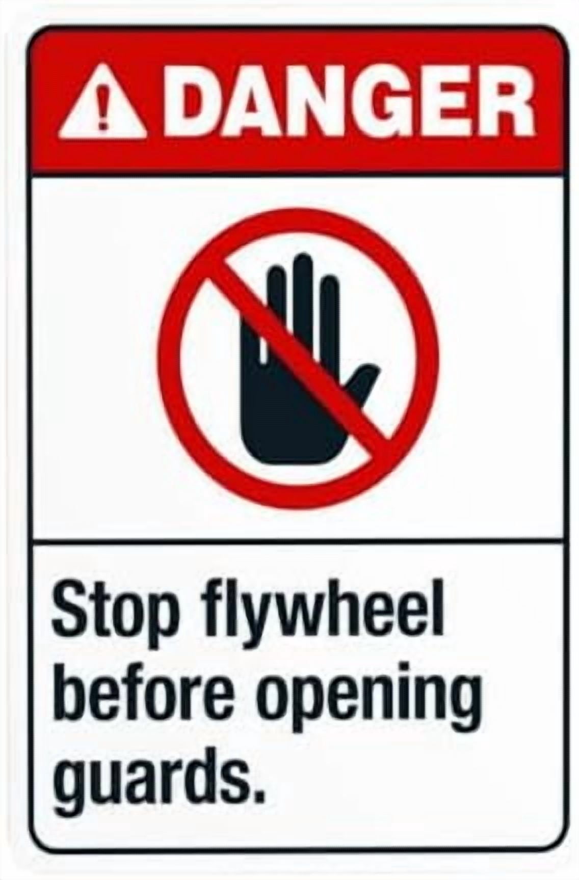 Stop Flywheel Before Opening Guards Warning Sign, Security Metal Signs ...