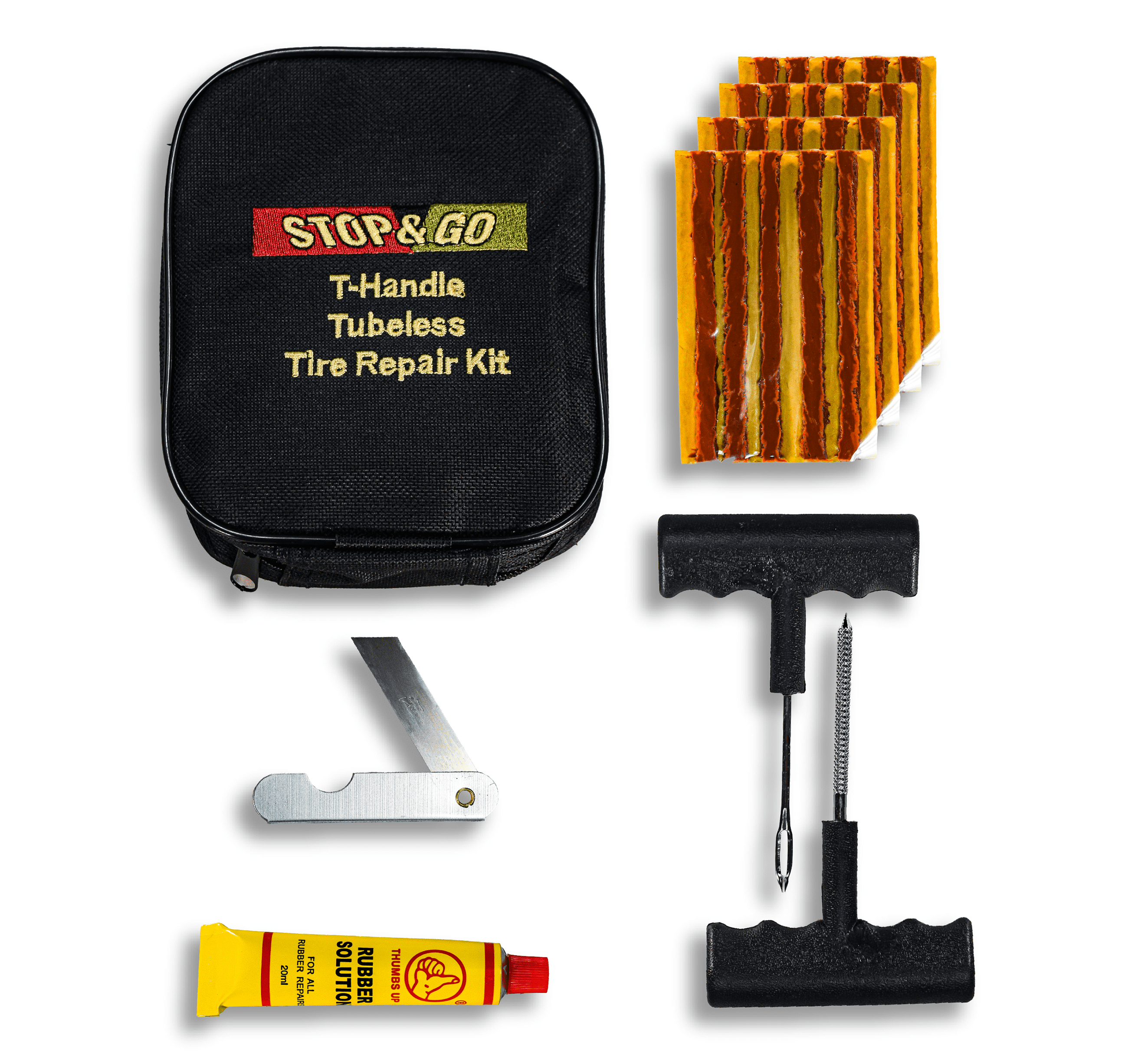 Stop & Go 1020 25 Piece Tubeless THandle Rope Plug Tire Repair Kit for