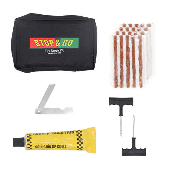 Stop & Go 1020 25 Piece Tubeless T-Handle Rope Plug Tire Repair Kit for Punctures or Flats on Car, Motorcycle, ATV, Jeep, Truck, & Tractor (20 Plugs)