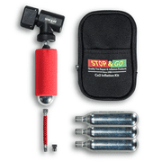 Stop & Go 1090A - مجموعة نفخ الإطارات المكونة من 7 قطع مع 4 عبوات ثاني أكسيد الكربون وخرطوم وأكمام وحقيبة تخزين للشقق على الدراجات النارية ومركبات الدفع الرباعي وجزازات العشب وعربات الجولف ومقطورات الخدمات