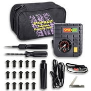 Stop & Go 6000 24 Piece Tubeless Puncture Pilot Tyre Repair Kit & Air Compressor للشقق على دراجة نارية ، سكوتر ، ATV ، UTV ، عربة جولف ، Mower 15 Plugs
