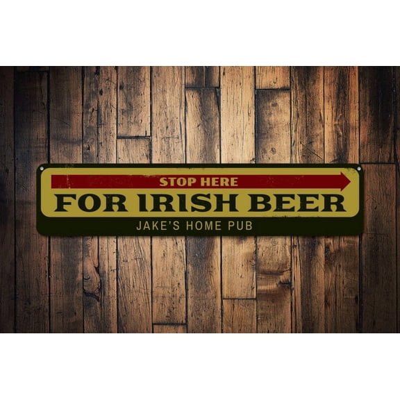 Stop Here Arrow Irish Beer Sign Home Pub Name Bar Sign Custom Bartender Name Bar Owner Sign - Beer Decor - Size: 16 x 4 Inches