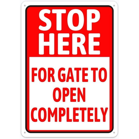 Stop Here for Gate to Open Completely Retro 8"x12" Aluminum Tin Sign - Vintage Style Wall Decor for Pool, Indoor & Outdoor Use