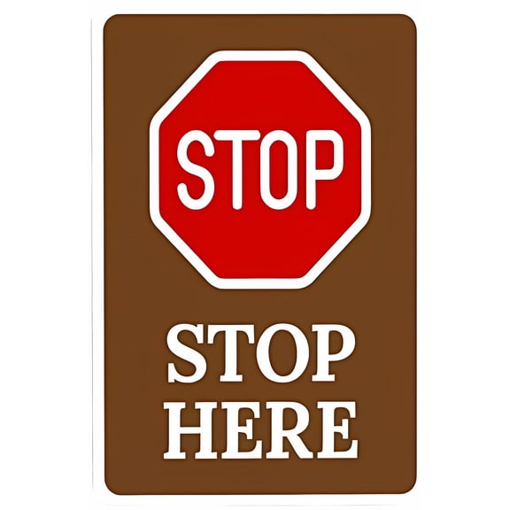 Stop Here with Graphic Warning Sign - 8"x12", Rules Metal Decor for Business, Home, Outdoor/Indoor, Road, Yard, Garage, Street