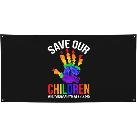 Stop Human Trafficking Save Our Children Awareness Garden Party Sign Waterproof Banner For Indoor & Outdoor Lawn, Yard, And Patio Decoration,35" X 71"
