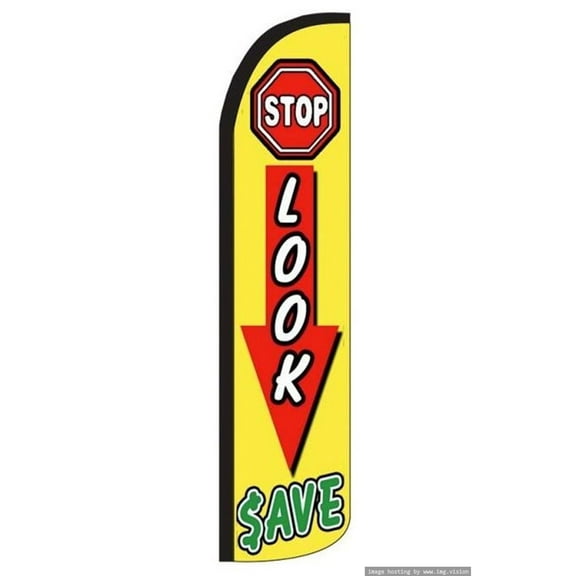 Stop Look Save Windless flag Without Pole Advertisement /Business Flags | Feather Flag |