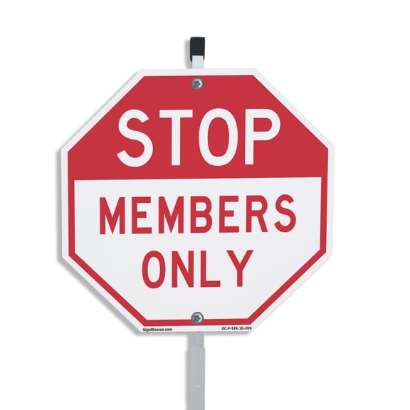 Stop Members Only 10 inch X 10 inch Octagon Rust Free Aluminum Metal Signs with Aluminum Mounting Stake Weather Resistant UV Protected for Workplace Private Property and Construction