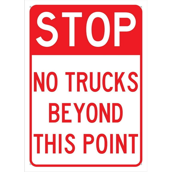 Stop No Trucks Beyond This Point Sign Metal 8X12 Inch Rust Free Aluminum,Uv Ink Printing,Durable/Weatherproof Outdoor For Home