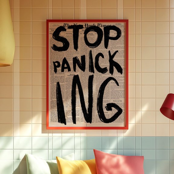 Stop Panicking Newspaper 70s Retro Poster Unframed Paper Print