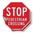 thumbnail image 1 of Stop Pedestrian Crossing (2 Pack) 4 inch X 4 inch Octagon Vinyl Label Decal Sticker Weather Resistant, UV Protected for Workplace, Private Property, and Construction Site, Made in the, 1 of 5