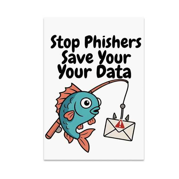 Stop Phishers Save Your Data - Office Decor - 13x19 Poster Print
