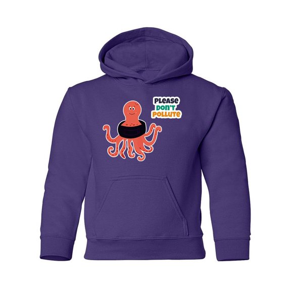 Stop Pollution Octopus Hoodie Juniors -Image by Shutterstock,  Large