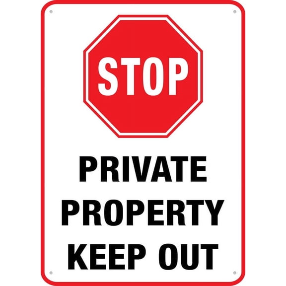 Stop Private Property Keep Out Sign 12X8 Metal Signs Aluminum Sign Pre-Drilled Holes For Easy Mounting Indoor Or Outdoor Use For Fence Door Or Gate