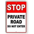 thumbnail image 1 of Stop Private Road Do Not Enter Metal Sign Trespassing Warning 12"x8", 1 of 4