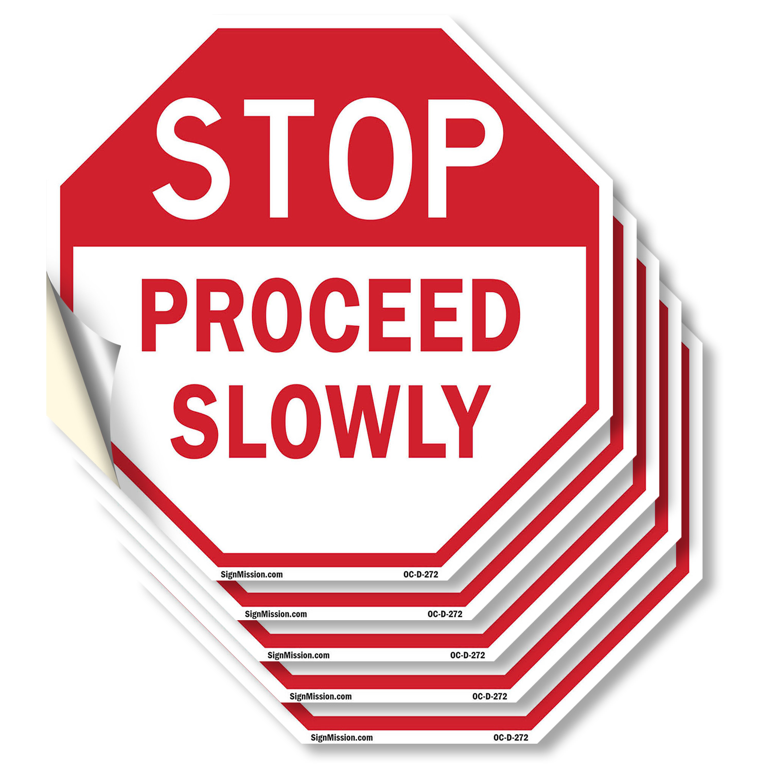 Stop Proceed Slowly (5 Pack) 6 inch X 6 inch Octagon Vinyl Label Decal ...