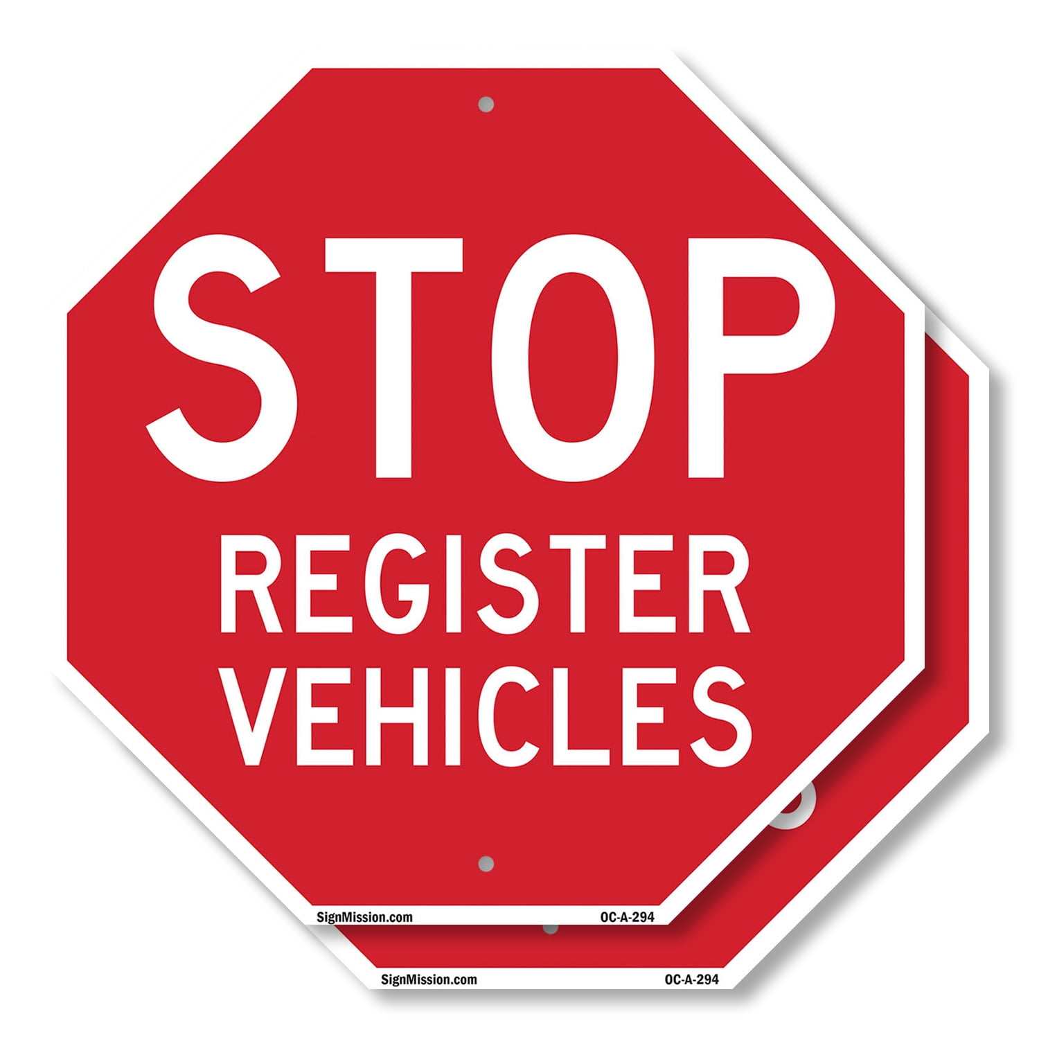 Stop Register Vehicles (2 Pack) 18 inch X 18 inch Octagon Plastic Sign ...