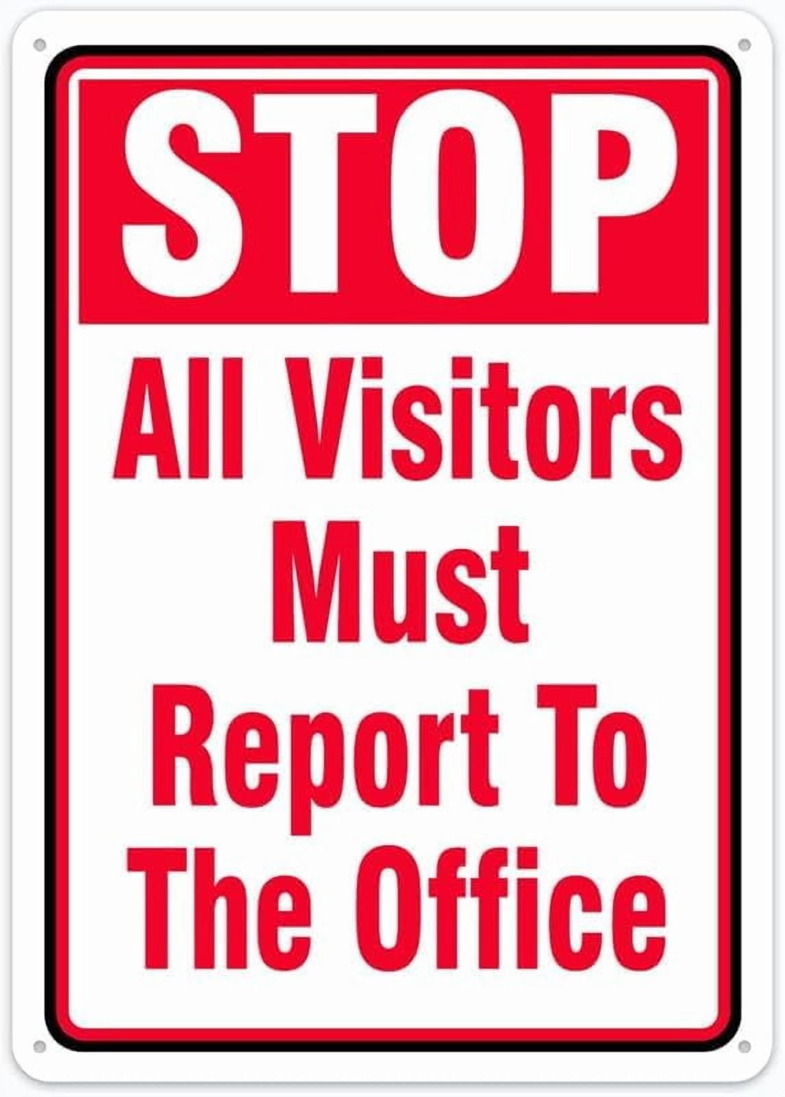 Stop Sign All Visitors Must Report To The Office Novelty Metal Sign ...