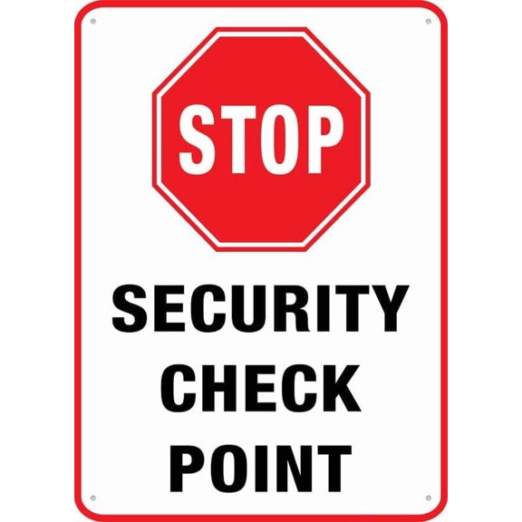 Stop Security Check Point Sign 12X8 Inch Uv Ink Printed For House And Business Wall Decor Metal Tin Sign