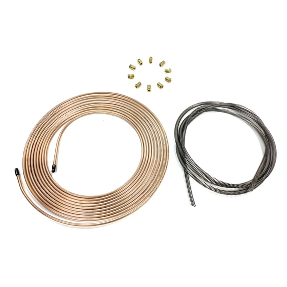 The Stop Shop 25 Feet of Copper Nickel 3/16 Inch Brake Line Tubing With Stainless Steel Spring Protector and Metric Invert Flare Fittings. 10 x 1 mm (Pack of 10 fittings)