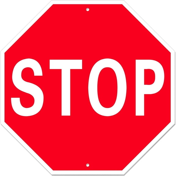 Stop Sign, 18 x 18 Inches Street Road Reflective Warning Signs, Rust Free Aluminum Sign, UV Protected and 2 Pre-drilled Holes