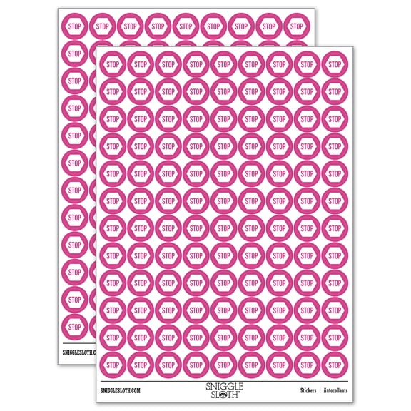 Stop Sign 200+ Round Stickers - Hot Pink - Matte Finish - 0.50" Size