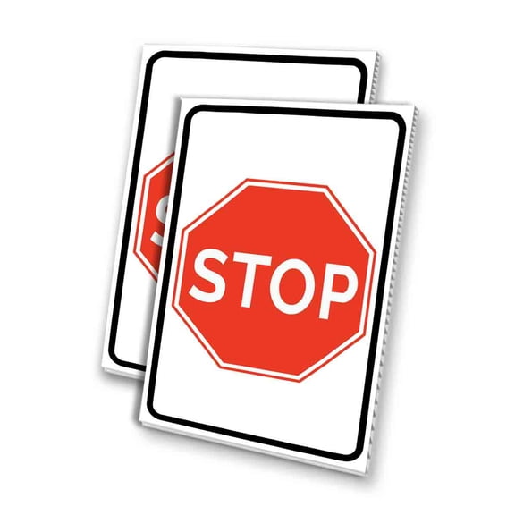 Stop Sign (24" X 36") 4mm Corrugated Plastic Panel, Graphics Applied To 1 Side (Pk of 2)