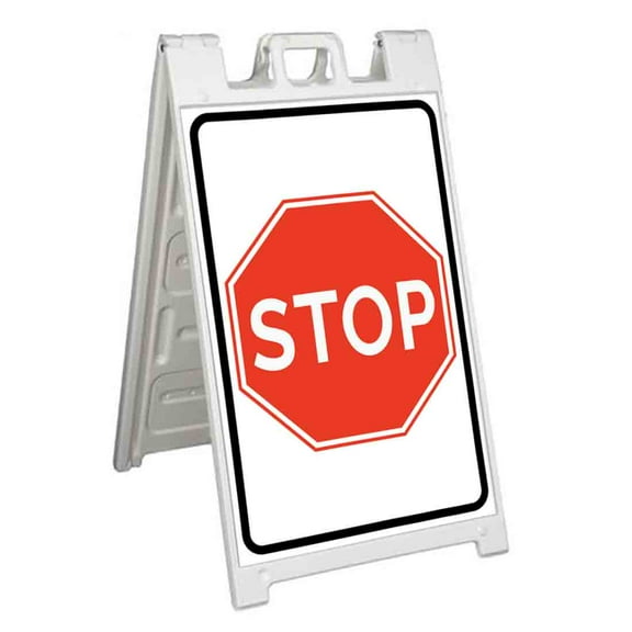 Stop Sign (24" X 36") Standard A-Frame Signicade, Includes Decal Applied To Stand