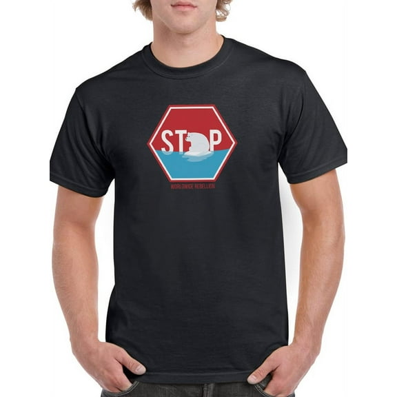Stop Sign Melting Ice T-Shirt Men -Smartprints Designs, Male Small