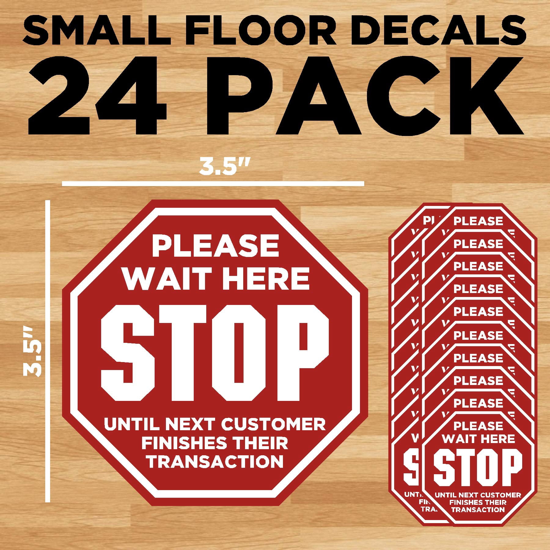 Stop Sign Please Wait Here Floor Decals for Social Distancing - Made in ...