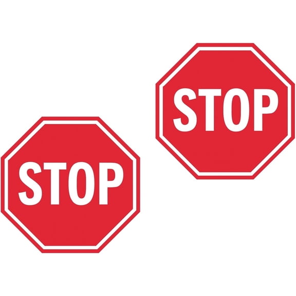 Stop Sign Sticker Decal 2-Pack 6x6 Inch Red Octagon Waterproof UV-Resistant Vinyl for Car Truck Window Bumper Door Garage