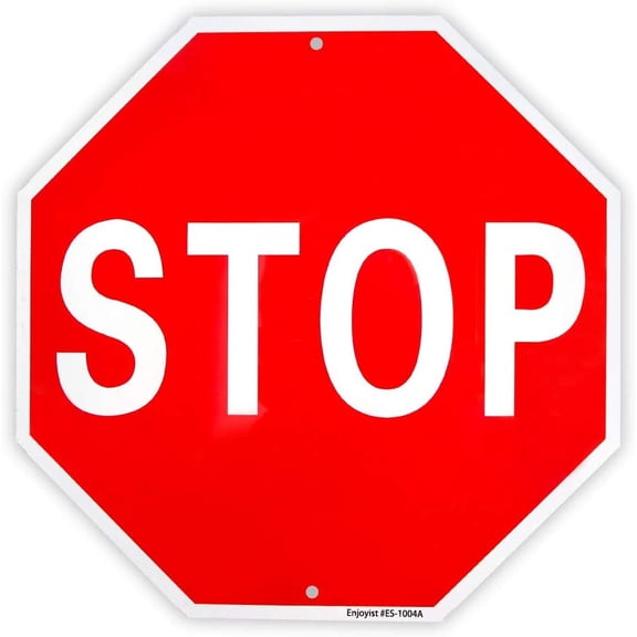 Stop Sign Street Slow Warning Sign 12"x 12" 40 Mil Rust Free Aluminum Reflective, UV Protected and Weatherproof