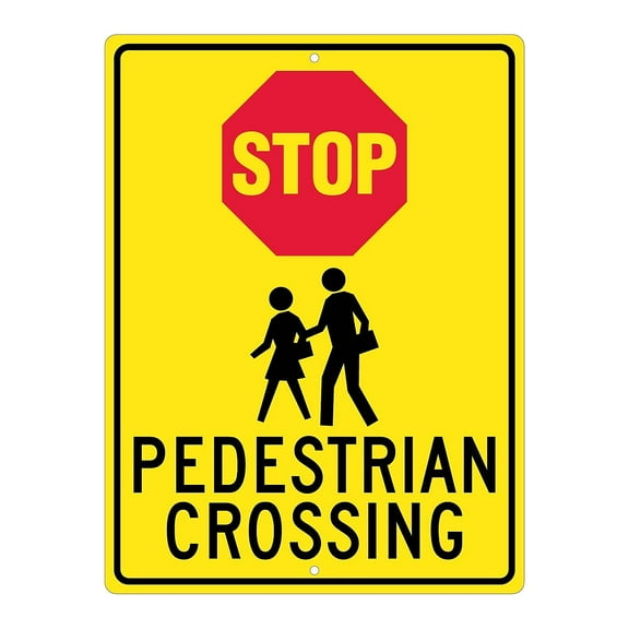 Stop Signs; Stop (Graphic) Pedistrian Crossing, 24X18, .080 Hip Ref Aluminum